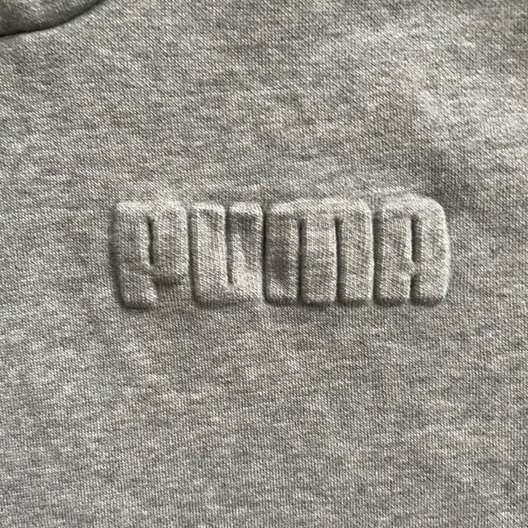 Grey Embroidered Puma Logo Hooded Sweatshirt - Picture 2 of 5